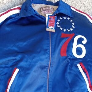 Mitchell & Ness Blue Varsity Jacket with Red Accents